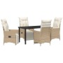 Set de Comedor de Jardín de 5 Piezas con Cojines Beige Poliratán by , Garden chairs - Ref: Foro24-3379585, Price: 652,44 €, D...