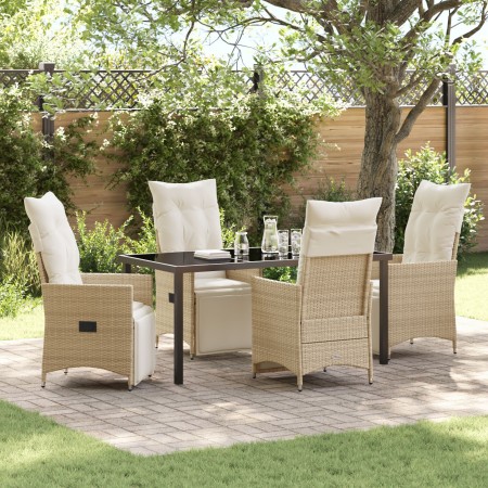 Juego de Comedor de Jardín de 5 Piezas con Cojines Beige Poliratán von , Gartenstühle - Ref: Foro24-3379586, Preis: 655,05 €,...