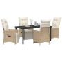 Juego de Comedor de Jardín de 5 Piezas con Cojines Beige Poliratán von , Gartenstühle - Ref: Foro24-3379586, Preis: 655,05 €,...