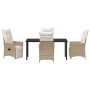 Juego de Comedor de Jardín de 5 Piezas con Cojines Beige Poliratán von , Gartenstühle - Ref: Foro24-3379586, Preis: 655,05 €,...