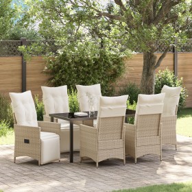 Conjunto de Comedor de Jardín de 7 Piezas con Cojines Beige Poliratán von , Gartenstühle - Ref: Foro24-3379587, Preis: 926,36...
