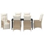 Conjunto de Comedor de Jardín de 7 Piezas con Cojines Beige Poliratán von , Gartenstühle - Ref: Foro24-3379587, Preis: 926,36...