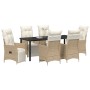Set de Comedor de Jardín de 7 Piezas con Cojines Beige Ratán Poliratán by , Garden chairs - Ref: Foro24-3379588, Price: 951,9...