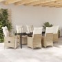 Set de Comedor de Jardín de 7 Piezas con Cojines Beige Ratán Poliratán by , Garden chairs - Ref: Foro24-3379588, Price: 951,9...