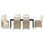 Set de Comedor de Jardín de 7 Piezas con Cojines Beige Ratán Poliratán by , Garden chairs - Ref: Foro24-3379588, Price: 951,9...