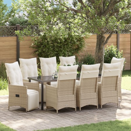 Juego de Comedor de Jardín de 9 Piezas con Cojines Beige Poliratán von , Gartenstühle - Ref: Foro24-3379589, Preis: 1,00 €, R...