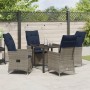 Conjunto de Comedor de Jardín de 5 Piezas con Cojines de Ratán Gris, Mesa de Jardín Negra 80x80x73 cm con Vidrio Templado by ...