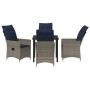 Conjunto de Comedor de Jardín de 5 Piezas con Cojines de Ratán Gris, Mesa de Jardín Negra 80x80x73 cm con Vidrio Templado by ...