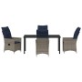 Juego de Comedor de Jardín de 5 Piezas con Cojines Ratán Gris, Mesa de Jardín Negra 160x80x73 cm Cristal Templado von , Garte...