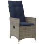 Conjunto de Comedor de Jardín de 9 Piezas con Cojines Gris Ratán, Mesa de Jardín Negra 200x80x73 cm Vidrio Templado von , Gar...