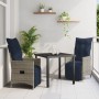 Conjunto de Comedor de Jardín  de 3 Piezas con Cojines de Ratán Gris, Mesa de Jardín  Negra 80x80x73 cm con Vidrio Templado | Foro24.es | Tu tienda online para hogar, jardín y más Foro24.es