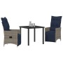 Conjunto de Comedor de Jardín  de 3 Piezas con Cojines de Ratán Gris, Mesa de Jardín  Negra 80x80x73 cm con Vidrio Templado | Foro24.es | Tu tienda online para hogar, jardín y más Foro24.es