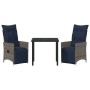 Conjunto de Comedor de Jardín  de 3 Piezas con Cojines de Ratán Gris, Mesa de Jardín  Negra 80x80x73 cm con Vidrio Templado | Foro24.es | Tu tienda online para hogar, jardín y más Foro24.es