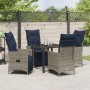Juego de Comedor de Jardín de 5 Piezas con Cojines Gris de Ratán, Mesa de Jardín  Negra 80x80x73 cm de Vidrio Templado | Foro24.es | Tu tienda online para hogar, jardín y más Foro24.es