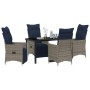 Conjunto de Comedor de Jardín  de 5 Piezas con Cojines Ratán Gris, Mesa de Jardín  Negra 140x80x73 cm de Cristal Templado | Foro24.es | Tu tienda online para hogar, jardín y más Foro24.es