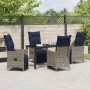 Conjunto de Comedor de Jardín  de 5 Piezas con Cojines Ratán Gris, Mesa de Jardín  Negra 140x80x73 cm de Cristal Templado | Foro24.es | Tu tienda online para hogar, jardín y más Foro24.es
