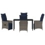 Conjunto de Comedor de Jardín  de 5 Piezas con Cojines Ratán Gris, Mesa de Jardín  Negra 140x80x73 cm de Cristal Templado | Foro24.es | Tu tienda online para hogar, jardín y más Foro24.es
