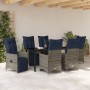 Conjunto de Comedor de Jardín  de 7 Piezas con Cojines Ratán Poli Gris, Mesa de Jardín  Negra 160x80x73 cm Vidrio Templado | Foro24.es | Tu tienda online para hogar, jardín y más Foro24.es