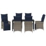 Conjunto de Comedor de Jardín  de 7 Piezas con Cojines Ratán Poli Gris, Mesa de Jardín  Negra 160x80x73 cm Vidrio Templado | Foro24.es | Tu tienda online para hogar, jardín y más Foro24.es
