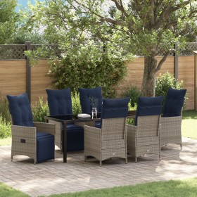 Set de Comedor de Jardín de 7 Piezas con Cojines