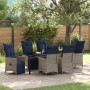Set de Comedor de Jardín de 7 Piezas con Cojines Ratán Poliéster Gris, Mesa de Jardín  Negra 200x80x73 cm Cristal Templado | Foro24.es | Tu tienda online para hogar, jardín y más Foro24.es