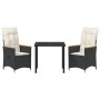 Juego de Comedor de Jardín de 5 Piezas con Cojines Ratán Poli Negro by , Garden chairs - Ref: Foro24-3379613, Price: 575,36 €...