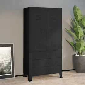 Armario industrial de metal negro 90x50x180 cm de vidaXL, Armarios roperos - Ref: Foro24-339613, Precio: 406,37 €, Descuento: %