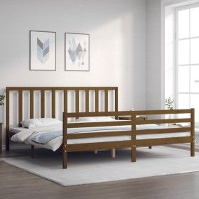 Honigbrauner Bettrahmen und Kopfteil aus Massivholz, 200 x 200 cm von vidaXL, Betten und Lattenroste - Ref: Foro24-3193814, P...