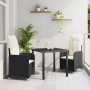 Set de Comedor de Jardín de 3 Piezas con Cojines Negros de Poliratán | Foro24.es | Tu tienda online para hogar, jardín y más Foro24.es