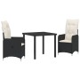 Set de Comedor de Jardín de 3 Piezas con Cojines Negros de Poliratán | Foro24.es | Tu tienda online para hogar, jardín y más Foro24.es