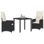 Set de Comedor de Jardín de 3 Piezas con Cojines Negros de Poliratán | Foro24.es | Tu tienda online para hogar, jardín y más Foro24.es