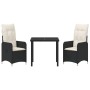 Set de Comedor de Jardín de 3 Piezas con Cojines Negros de Poliratán de , Sillas de jardín - Ref: Foro24-3379632, Precio: 297...