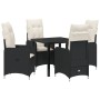 Set de Comedor de Jardín de 5 Piezas con Cojines Negras de Poliratán de , Sillas de jardín - Ref: Foro24-3379633, Precio: 511...