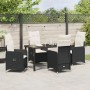 Set de Comedor de Jardín de 5 Piezas con Cojines Negras de Poliratán | Foro24.es | Tu tienda online para hogar, jardín y más Foro24.es