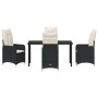 Set de Comedor de Jardín de 5 Piezas con Cojines Negras de Poliratán | Foro24.es | Tu tienda online para hogar, jardín y más Foro24.es