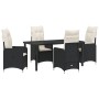 Set de comedor de jardín de 5 piezas con cojines en poliratán negro | Foro24.es | Tu tienda online para hogar, jardín y más Foro24.es
