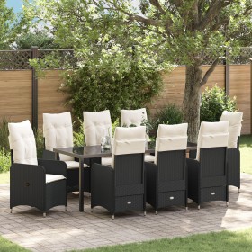 Set de Comedor de Jardín de 9 Piezas con Cojines
