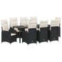 Set de Comedor de Jardín de 9 Piezas con Cojines Negras de Poliratán | Foro24.es | Tu tienda online para hogar, jardín y más Foro24.es