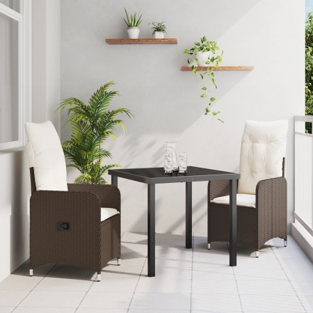 Set de Comedor de Jardín de 3 Piezas con Cojines Marrón de Poliratán von , Gartenstühle - Ref: Foro24-3379639, Preis: 313,78 ...