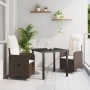 Set de Comedor de Jardín de 3 Piezas con Cojines Marrón de Poliratán von , Gartenstühle - Ref: Foro24-3379639, Preis: 313,78 ...