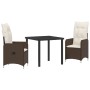 Set de Comedor de Jardín de 3 Piezas con Cojines Marrón de Poliratán von , Gartenstühle - Ref: Foro24-3379639, Preis: 313,78 ...