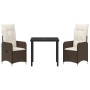 Set de Comedor de Jardín de 3 Piezas con Cojines Marrón de Poliratán von , Gartenstühle - Ref: Foro24-3379639, Preis: 313,78 ...