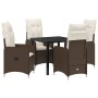 Juego de Comedor de Jardín de 5 Piezas con Cojines Marrón Poliratán de , Sillas de jardín - Ref: Foro24-3379640, Precio: 527,...