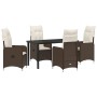 Juego de Comedor de Jardín de 5 Piezas con Cojines Marrón Ratán Poliéster von , Gartenstühle - Ref: Foro24-3379641, Preis: 55...