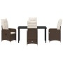 Juego de Comedor de Jardín de 5 Piezas con Cojines Marrón Ratán Poliéster von , Gartenstühle - Ref: Foro24-3379641, Preis: 55...