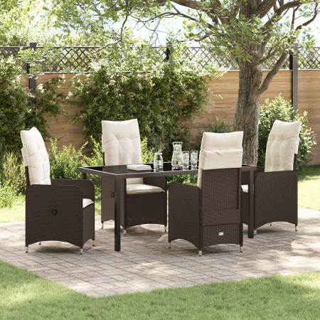 Conjunto de Comedor de Jardín de 5 Piezas con Cojines Marrón Poliratán by , Garden chairs - Ref: Foro24-3379642, Price: 565,8...