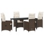 Conjunto de Comedor de Jardín de 5 Piezas con Cojines Marrón Poliratán by , Garden chairs - Ref: Foro24-3379642, Price: 565,8...