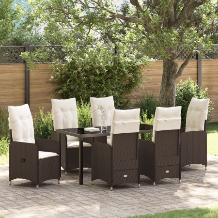 Juego de Comedor de Jardín de 7 Piezas con Cojines Marrón Poliratán von , Gartenstühle - Ref: Foro24-3379643, Preis: 780,20 €...