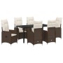 Juego de Comedor de Jardín de 7 Piezas con Cojines Marrón Poliratán von , Gartenstühle - Ref: Foro24-3379643, Preis: 780,20 €...