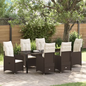 Set de Comedor de Jardín de 7 Piezas con Cojines Marrón Poliratán von , Gartenstühle - Ref: Foro24-3379644, Preis: 802,84 €, ...